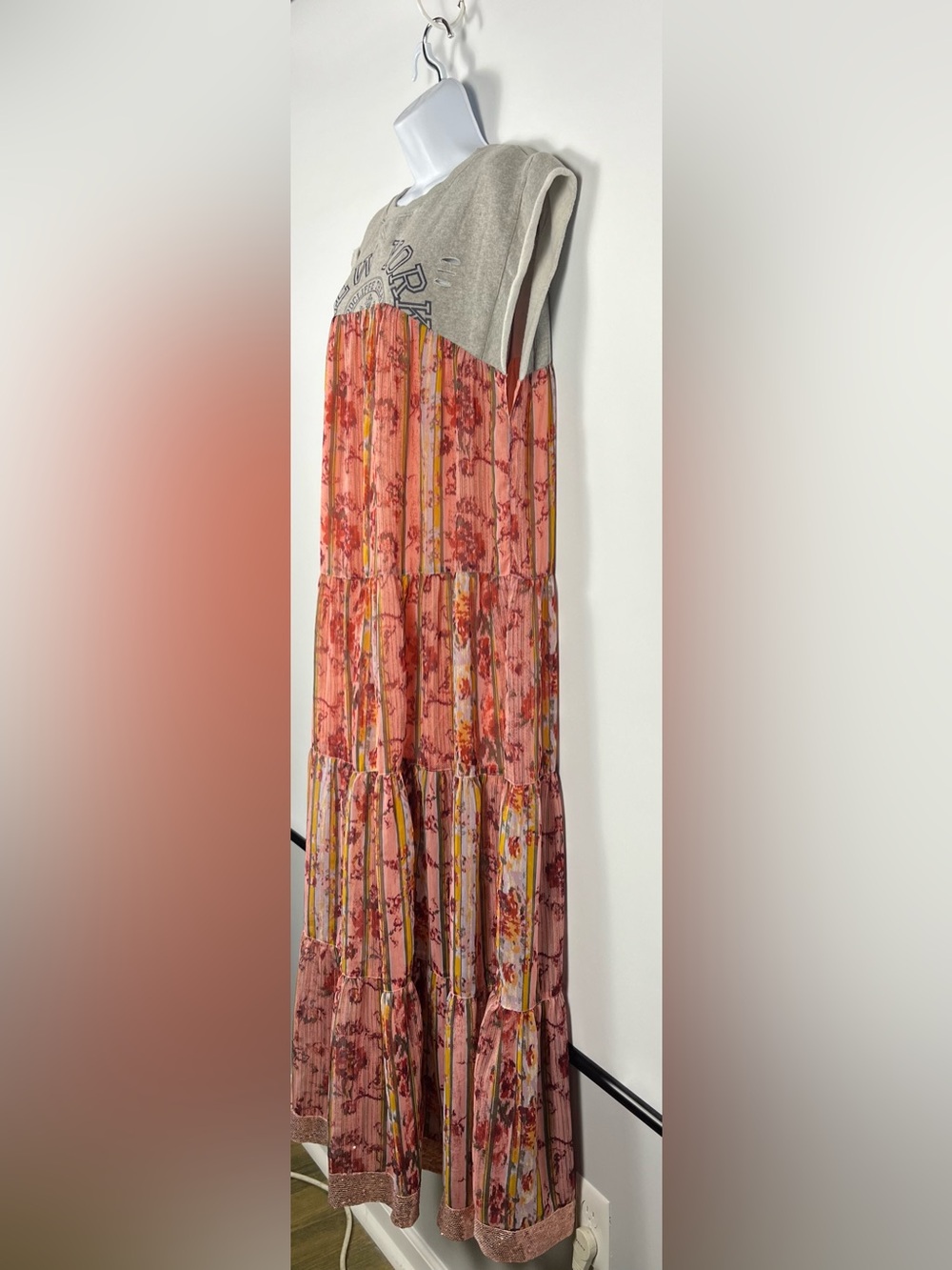 Free People Wallpaper Maxi Dress Pink with Floral Stripe Size Small - Picture 8 of 11
